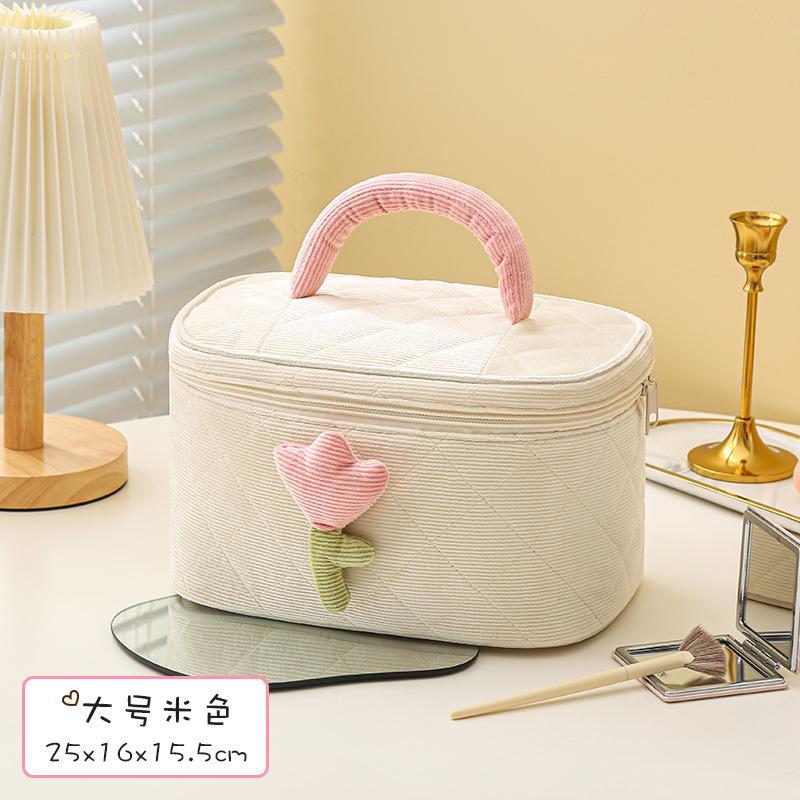 North Elara Corduroy Makeup Bag – Portable Large Capacity