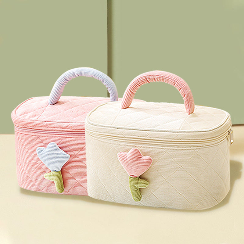 North Elara Corduroy Makeup Bag – Portable Large Capacity