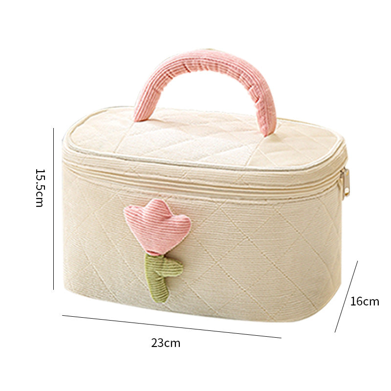 North Elara Corduroy Makeup Bag – Portable Large Capacity