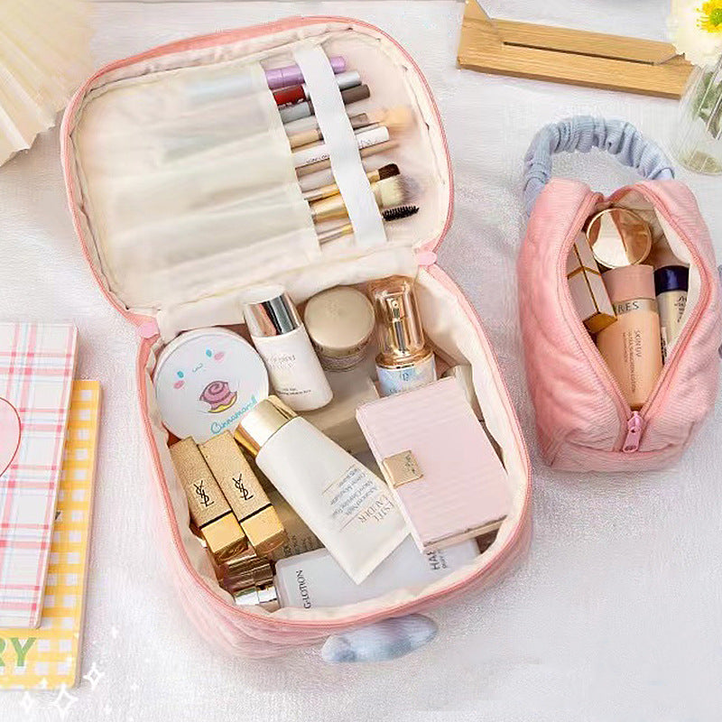 North Elara Corduroy Makeup Bag – Portable Large Capacity