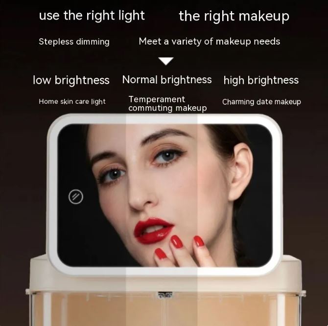 North Elara Lighted Makeup Mirror & Cosmetics Organizer