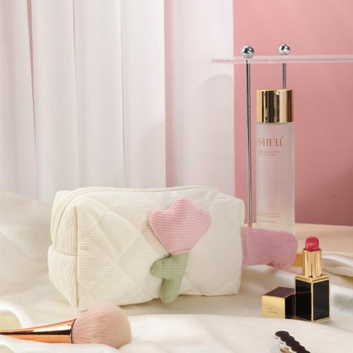 North Elara Corduroy Makeup Bag – Portable Large Capacity