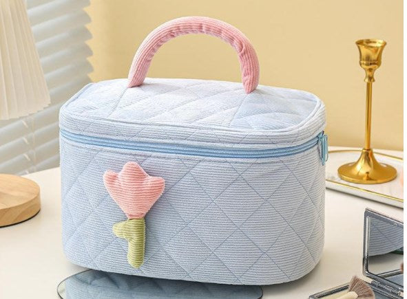 North Elara Corduroy Makeup Bag – Portable Large Capacity