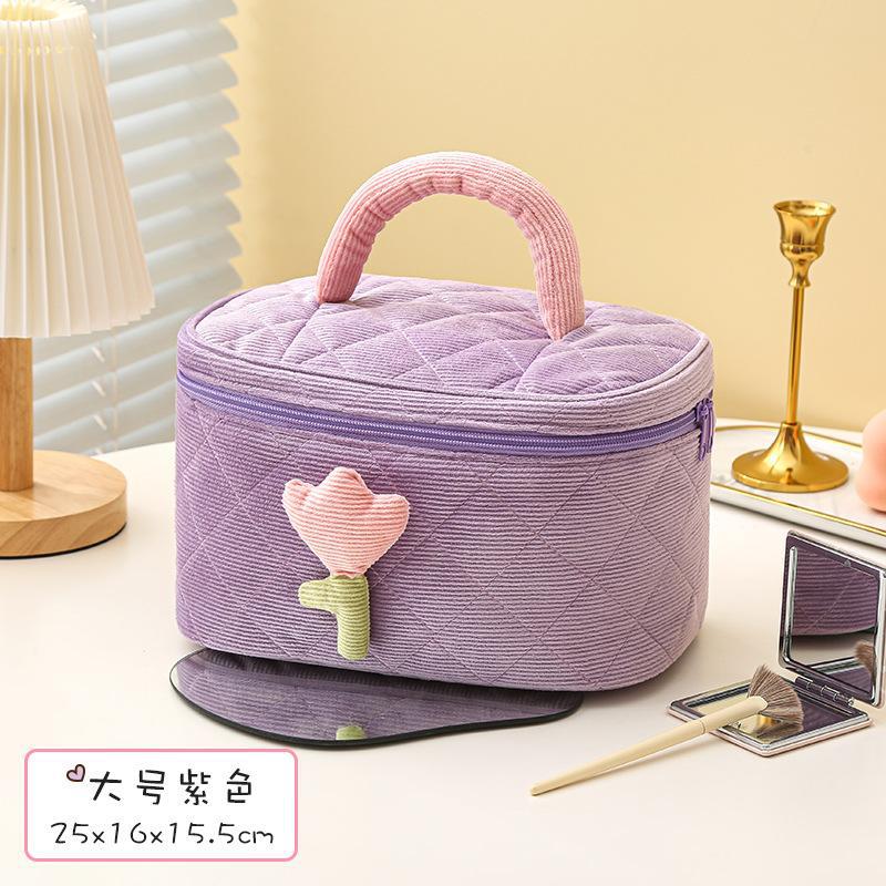 North Elara Corduroy Makeup Bag – Portable Large Capacity